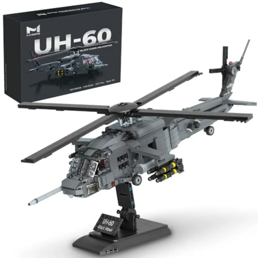 

Конструктор 1:35 UH-60 Black Hawk: Военный вооруженный вертолет, модель из кирпичиков для взрослых, коллекционный набор для демонстрации