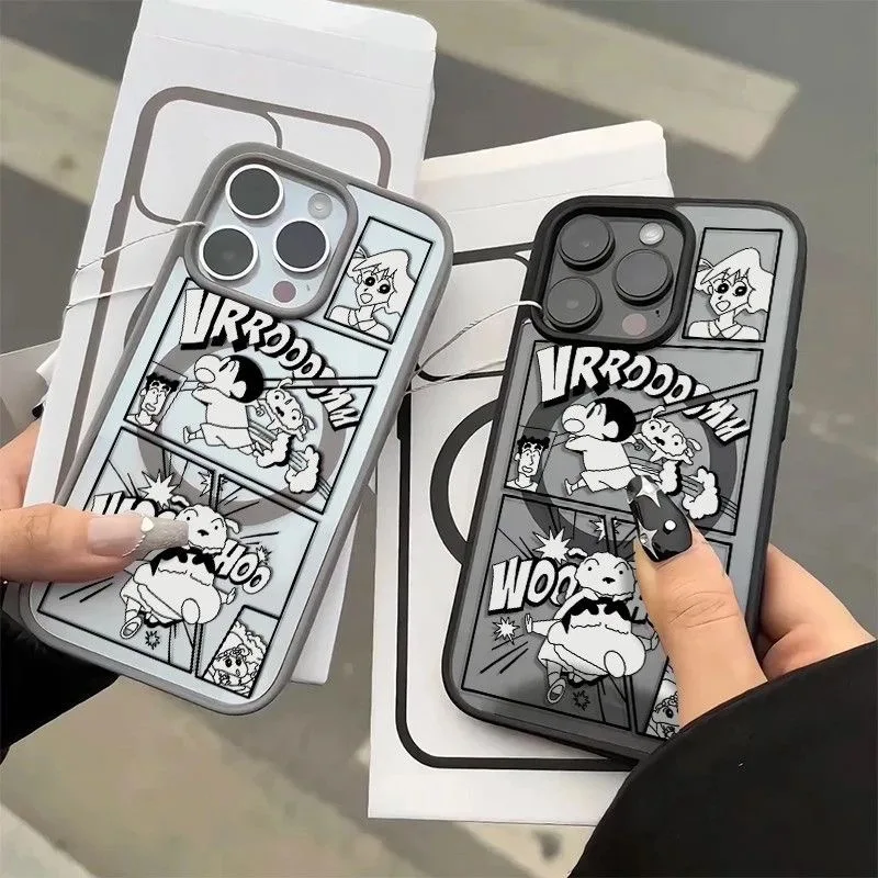 

Japan comic cartoon Cute Crayon Shin-chan Magsafe Wireless Charge Case For iPhone 11 12 13 14 15 16 Pro Max Plus Magnetic Cover
