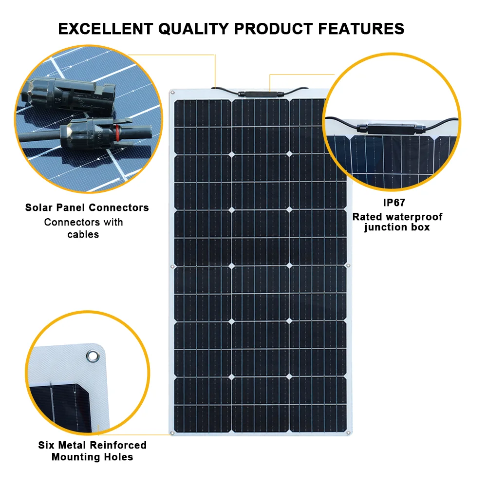 BOGUANG 18V Flexible Solar Panel Sets 12V 100W 150W 200W 300W 400W SOLAR PANEL KIT CELL For Car/Home/Camping Waterproof Battery