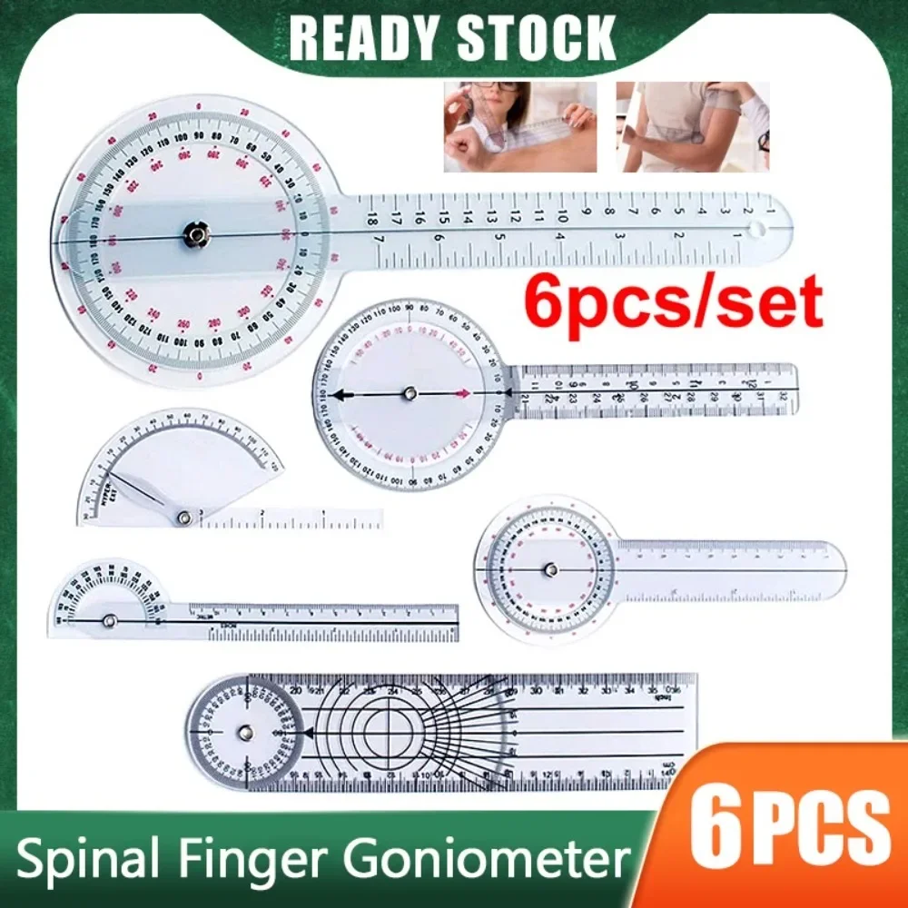 6Pcs Medical Ruler Spinal Finger Goniometer Medical Ruler 180/360 Degree-L1 Medical Finger Ruler Set Joint Angle Gauge