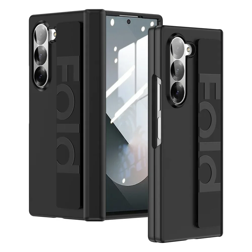 Elasticity Silicone Wrist Strap Phone Case for Samsung Galaxy Z Fold 7 6 Fold6 Fold5 Wristband Shockproof Hinge Protective Cover