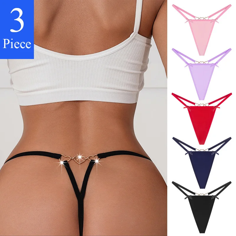 

3pcs/pack Low-rise Bikini Underwear for Women G-String Sexy Lingerie Seamless T Back Cute Bow Hot 2024 Lingerie Sexys Feminino