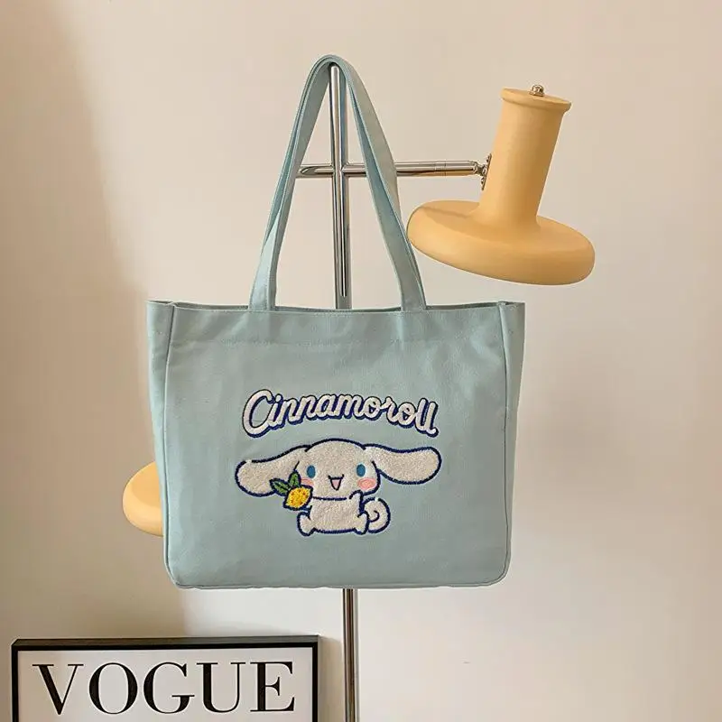 Kuromi My Melody New Handbag Sanrios Anime Kawaii Cartoon Figure Hellokitty Printing Macaron Color Sweet High Capacity Tote