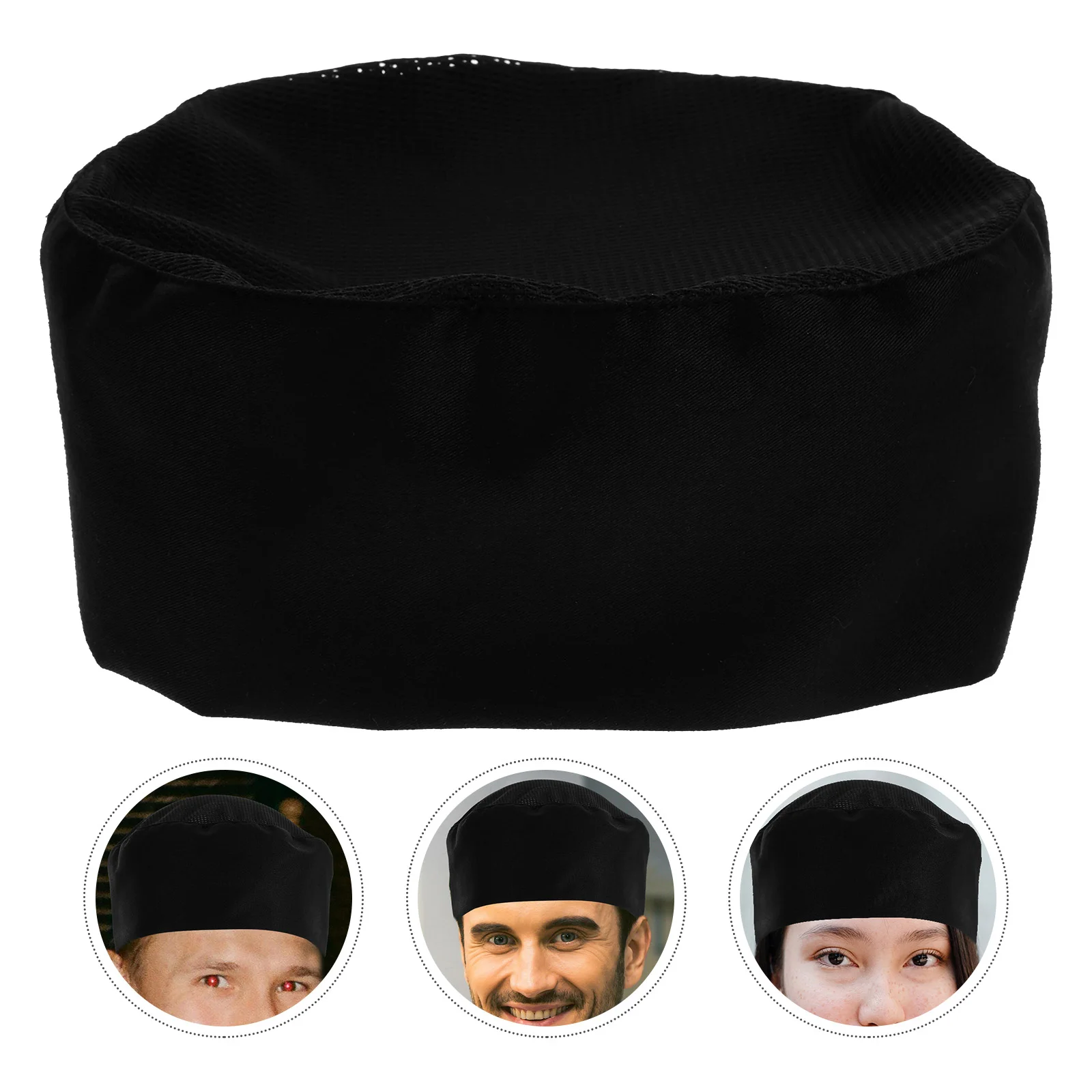 Chapeau de Chef noir en maille respirante, casquette tête de mort, sangle réglable, en Polyester doux, taille adaptée à la plupart des vêtements de travail de cuisine