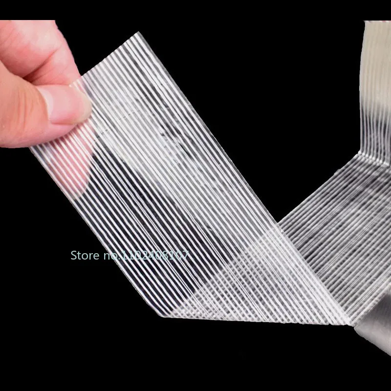 Single-Sided Stripes Fiberglass Tape Transparent Refrigerator Model Airplane Model Fixed Heavy Object Bundling Adhesive Tapes