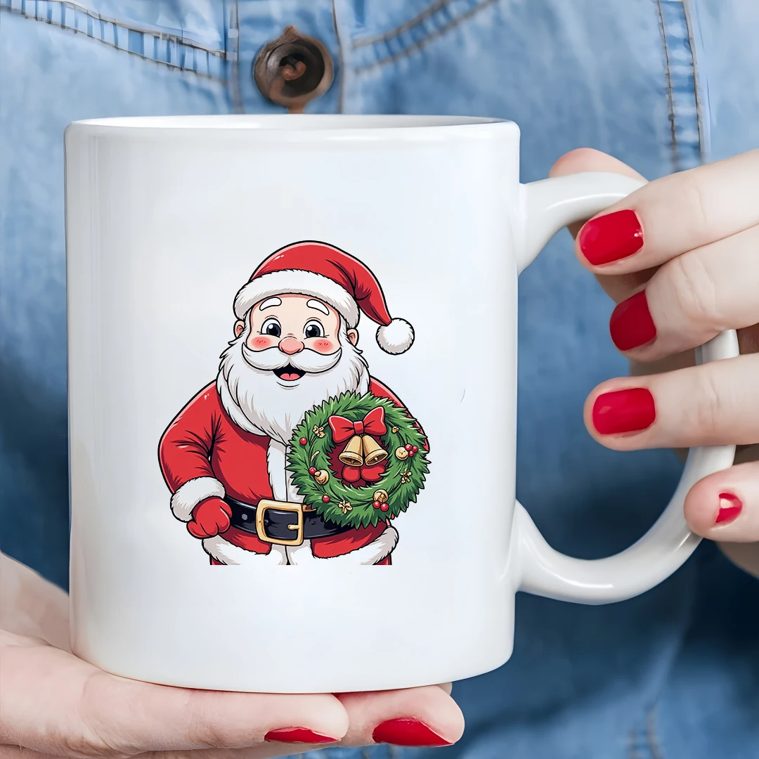 كوب كرتوني سانتا كلوز سعة 11 أونصة + كوب للأطفال + كوب قهوة للمكتب العائلي - هدية عيد الميلاد الأساسية