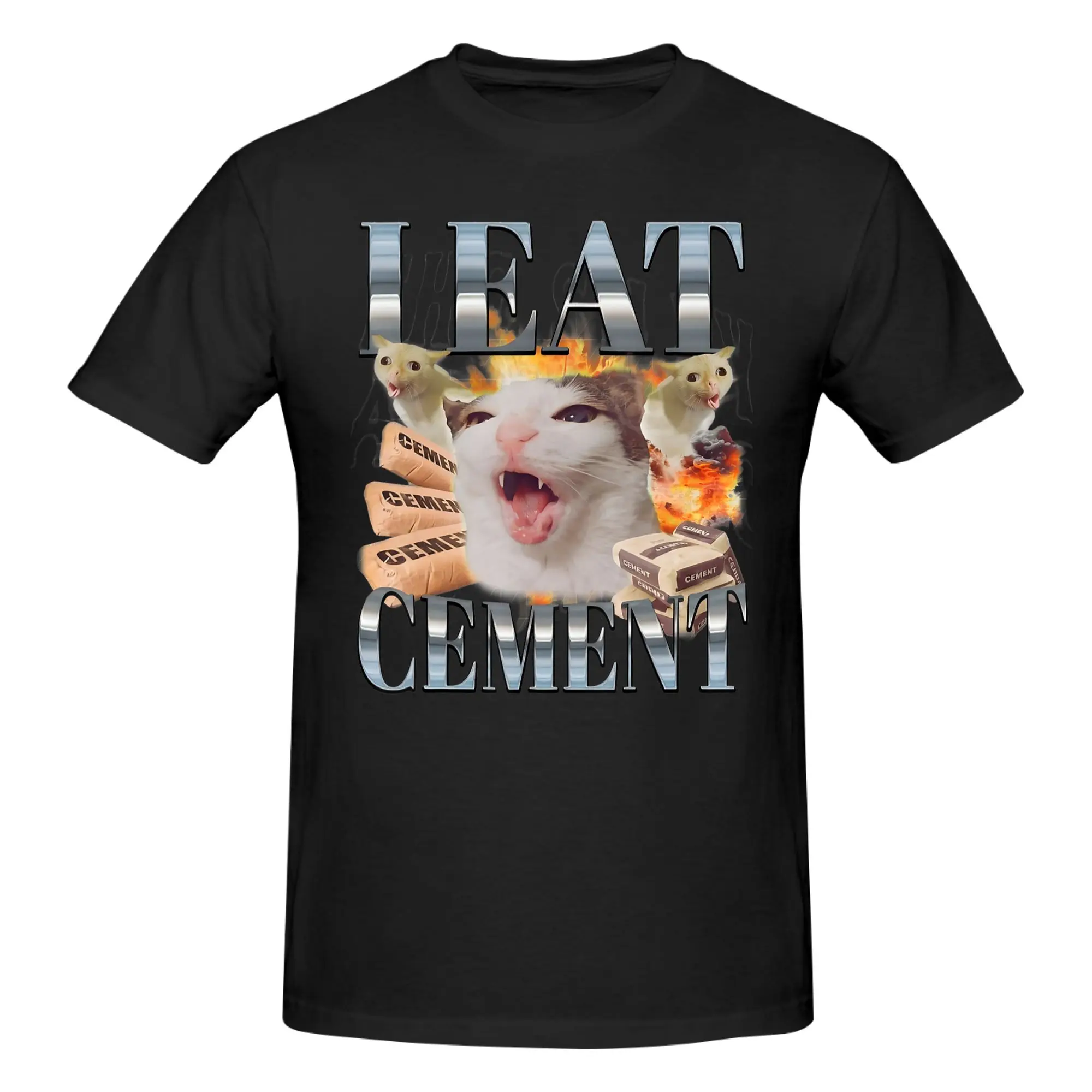1 Piece Cute Cat I Eat Funny Graphic 100% Cotton T-Shirt C-Cement Tees Tops For Men