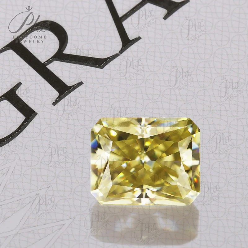Moissanit-Losesteine, goldgelbe Farbe, Crush Iced Radiant-Schliff, für Schmuck, Ringe, Ohrringe, DIY-Herstellung, hochwertige Perlen und Charms – Detail 10