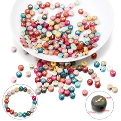 100-500pcs 7mm Colourful Mixed Letter Acrylic Beads Round Flat Alphabet Bead For DIY Jewelry Making Handmake Bracelet Necklace