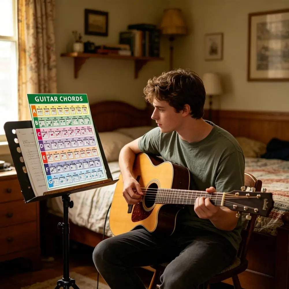 Guitar Chords Chart Wear-resistant Music Theories Chart with Circle of Fifths Beginners Guitar Chords Reference Guide Sheet