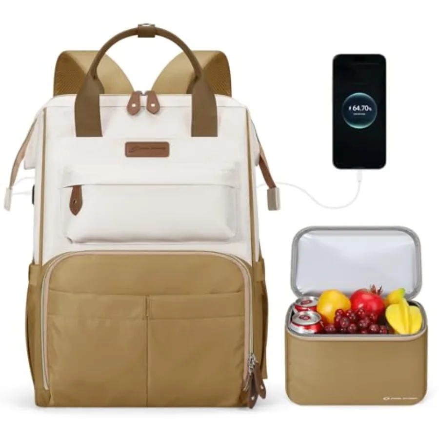 

Travel Backpack for Women MenLaptop Backpack Fits 15.6-17.3 Inch Laptop Nurse/Work Bag with Insulated Lunch Box