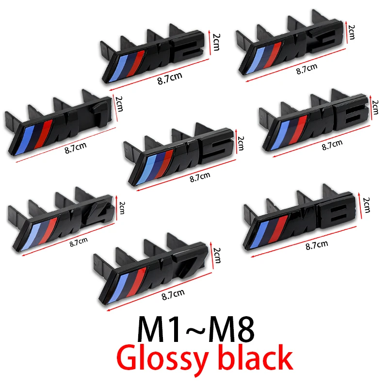3D ABS Auto Frontgrill-Emblem mit Schriftzügen 1 2 3 4 5 6 7 8 in Glänzendem Schwarz-Chrom Universelle Auto-Exterieur-Tuning-Verkleidung – Detail 2