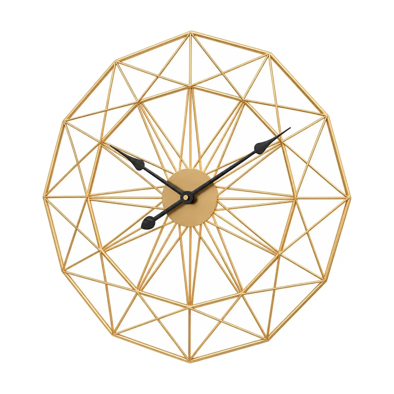 Large 60cm Iron Wall Clock Geometric Polygonal Design Silent Mechanism for Bedroom Home Decor Stylish