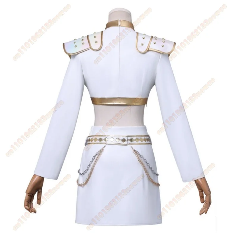 MINISO высокое качество Зои Косплей Костюм Парик Белая кожаная юбка-униформа Хэллоуин Карнавальная вечеринка Comic-con Ролевой наряд