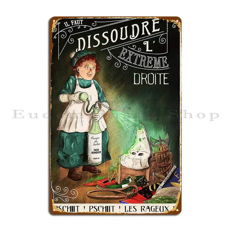 Dissolvant Antifa Poster Fran%C3%A7ais Metal Plaque Party Cinema Cinema Design Party Plates Tin Sign Poster