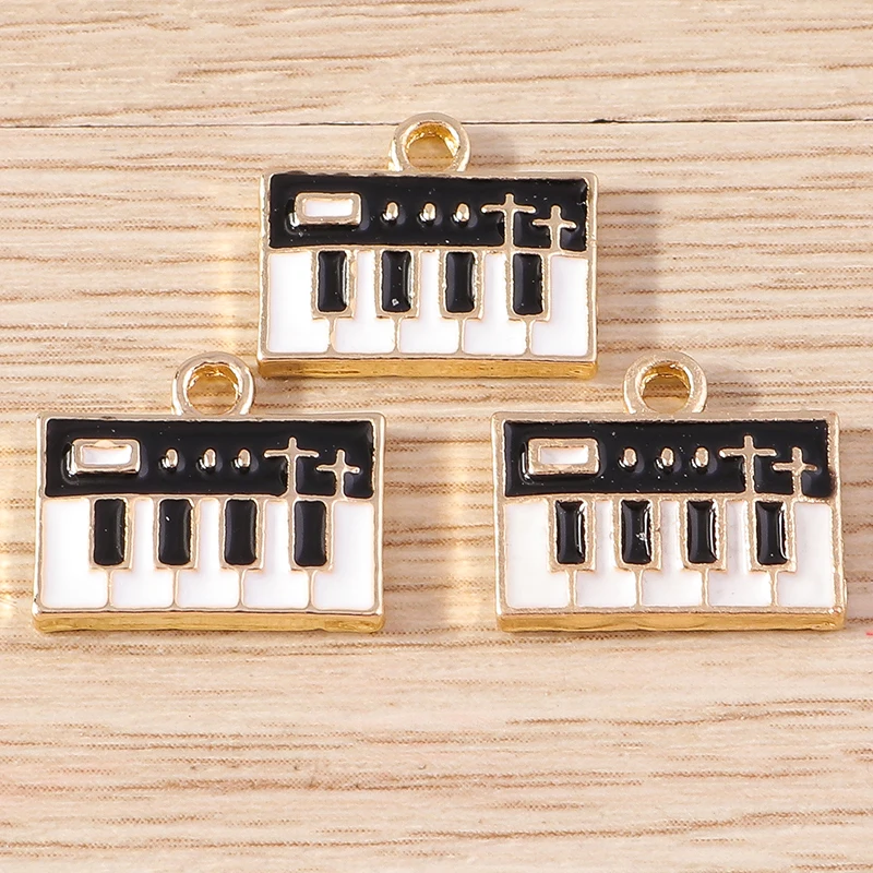 Tusember 10 Stück Niedliche Geigen-, Trompeten-, Gitarren- und Klavier-Anhänger für Schmuckherstellung DIY Musiknoten-Anhänger Halskette Armband Bastelbedarf – Detail 14