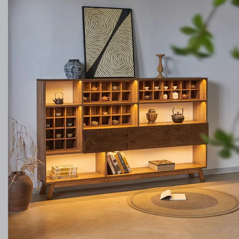 

Wabi Sand Wind Solid Wood Bogu Rack, Teacup Rack, Old Wood Display Cabinet