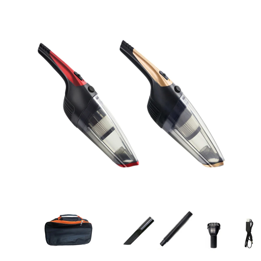 Red/Gold Portable Car Vacuum Cleaner 4000Pa Strong Suction USB Rechargeable Handheld Mini Vacuum Cleaner Wireless Low noise