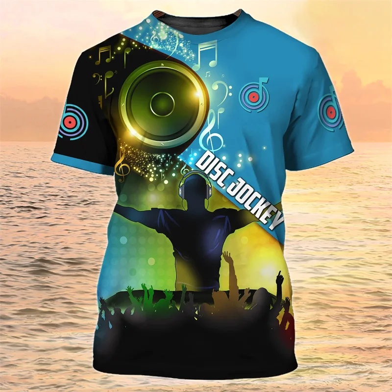 3D Printed Horror Skeleton T Shirt For Men DJ Rock Music Pattern T-Shirts Summer Hip-Hop Loose Unisex Tee Shirts Round Neck Tops - view 3