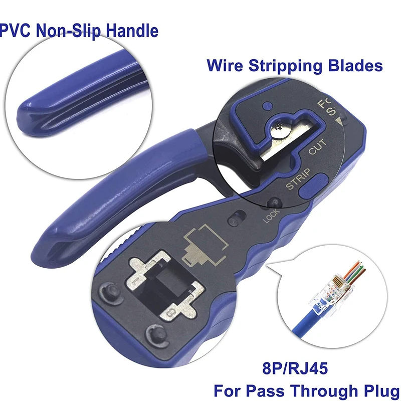 RJ45 Netwerk Kabel Krimptang Cat7 Cat6 Cat5 Modulaire Krimptang Apparaat Draad Stripper Ethernet Kabel Aansluiting Tool Kit