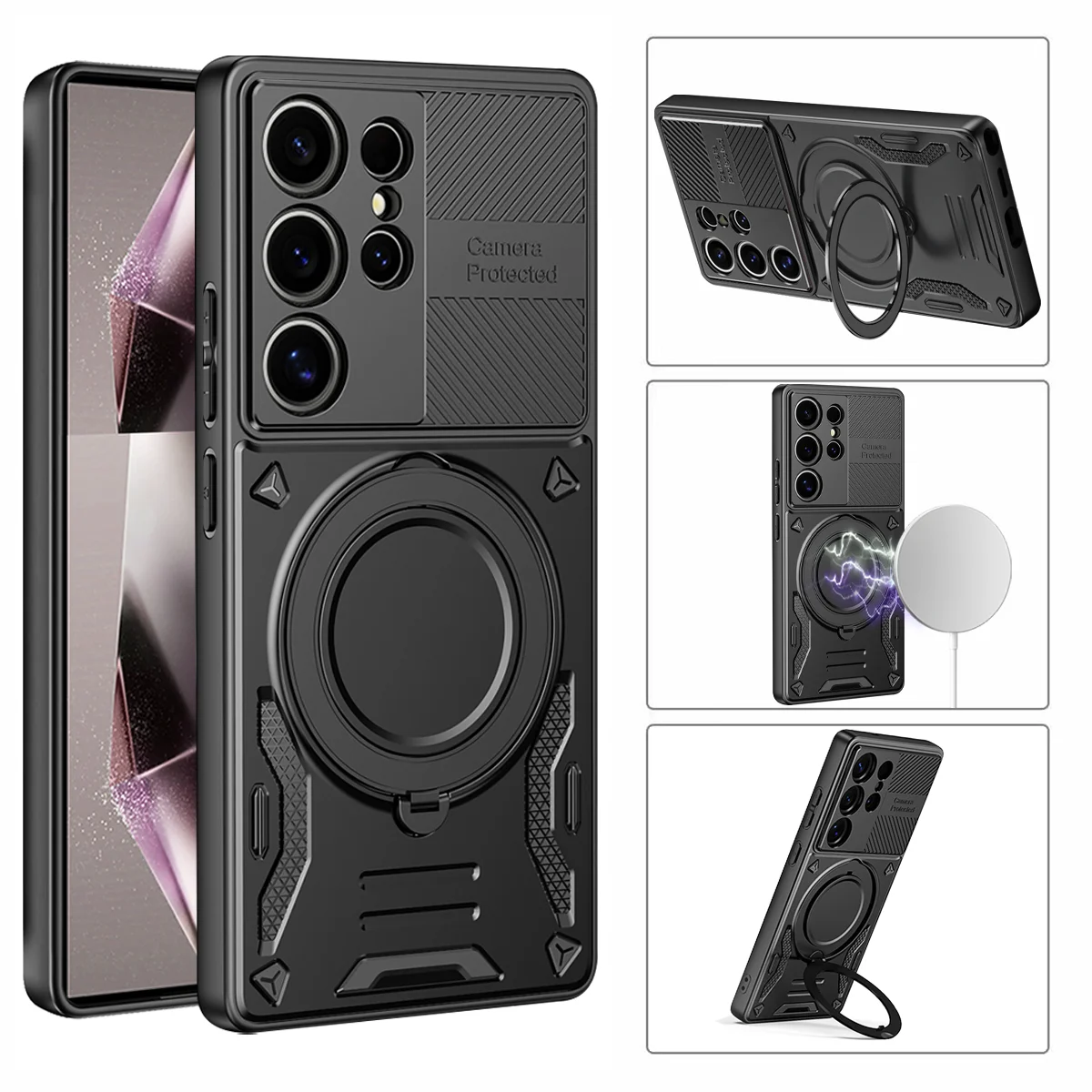 Anti-Slip Shockproof Ring Holder Case for Samsung Galaxy S26 Ultra S25 FE S24 S23 Plus S 26 25 A57 A37 A17 5G A56 A36 A16