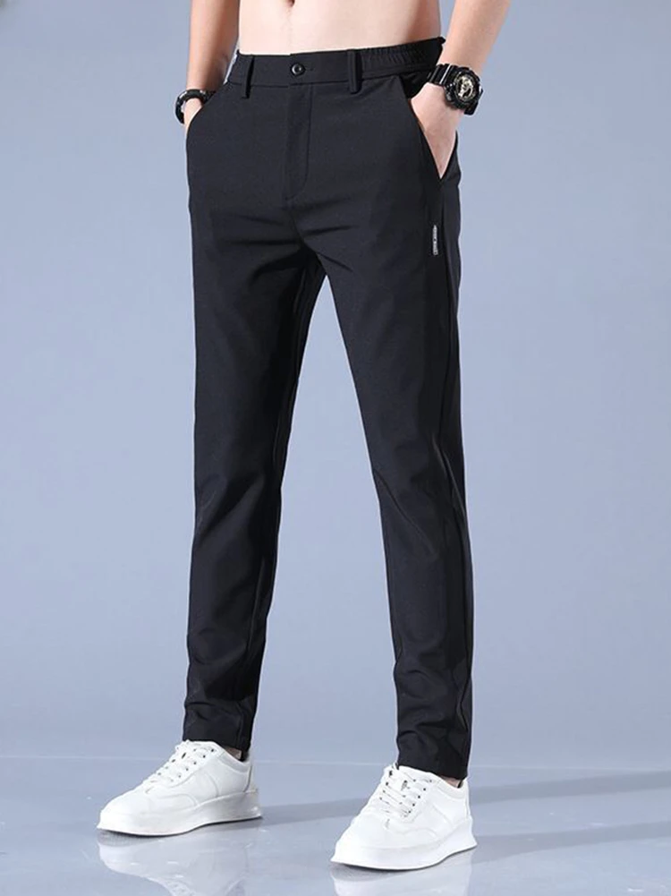 Pants Men 2023 Summer Ice Silk Casual Pants Men Straight Loose Elastic Thin Style Quick Dry Youth Sports Breathable Pants