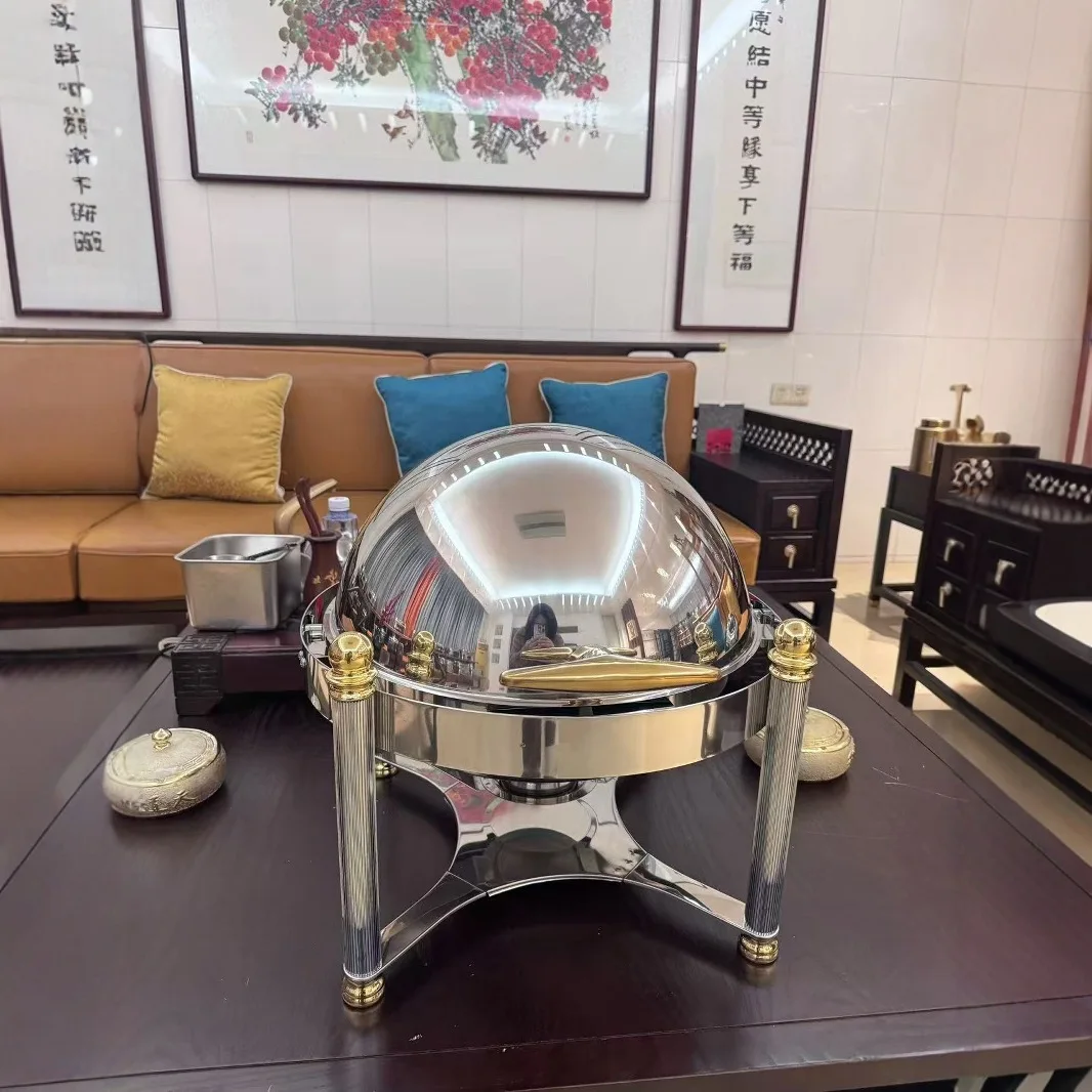 Gold-plated stainless steel thermal insulation dining furnace Commercial Buffy furnace Hotel electric heating rectangular full
