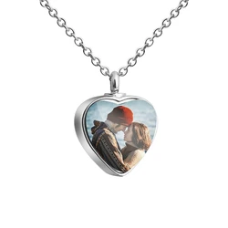 Cremation Jewelry for Ashes Pendant Sublimation Pet Heart Urn Necklace Memorial Jewelry for Pet/Dog's Ashes