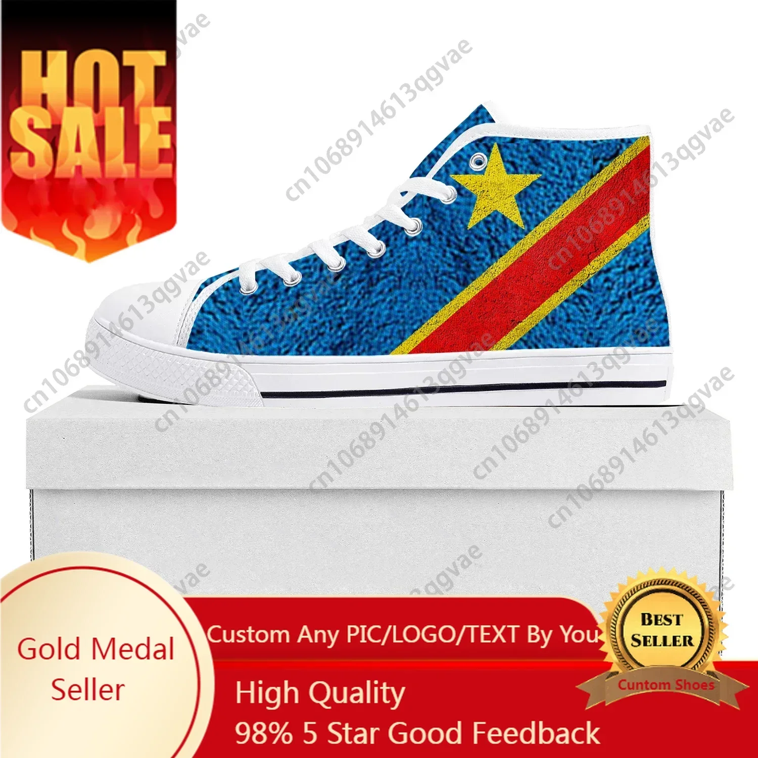 Democratic Republic of the Congo Flag High Top High Quality Sneakers Mens Womens Teenager Canvas Sneaker Couple Shoe Custom Shoe