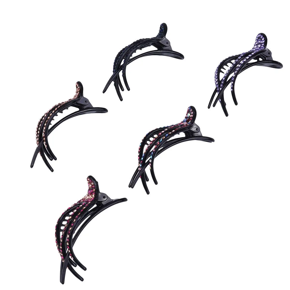

5Pcs Duckbill Hair Clips Rhinestone Barrettes for Women Crystal Hairpins Elegant Wedding Party Daily Use Girls Hair Clip