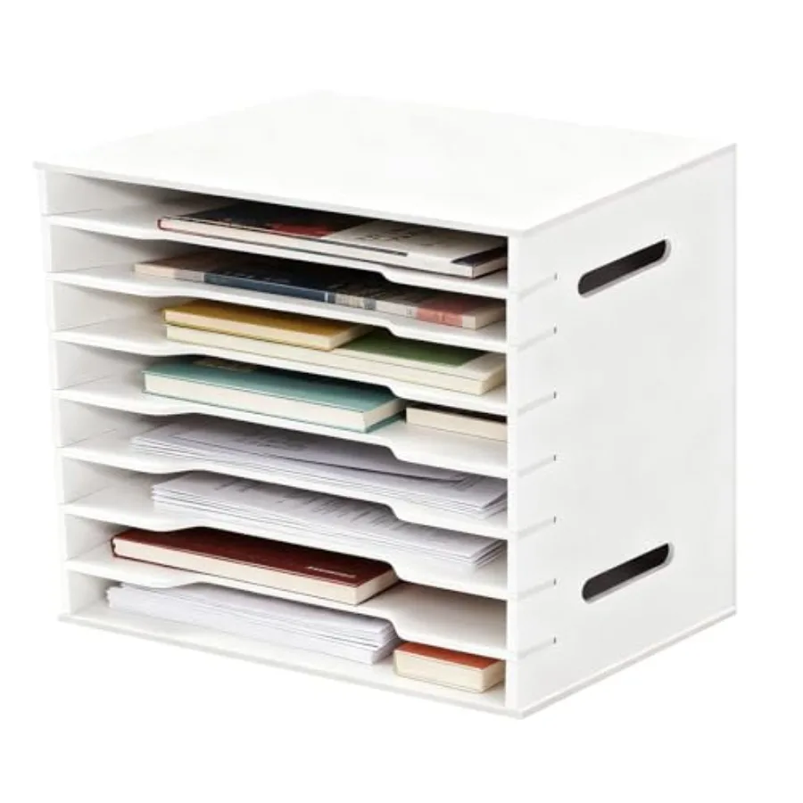 

16"x20" Paper Organizer Storage for Desk, 8 Tier Construction File Organizer Paper Sorter, Desktop Document Storage Holder for
