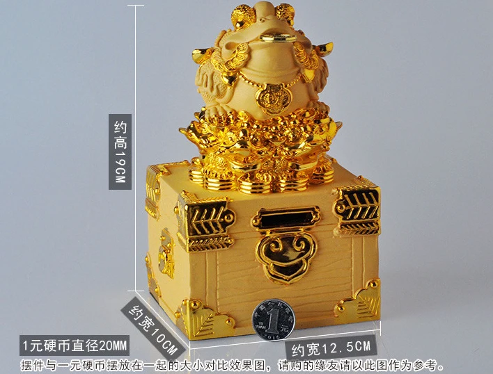 GOOD Asia HOME office shop company business Prosperity GOOD luck gold gold-plating Fortune JIN CHAN FENG SHUI talisman statue
