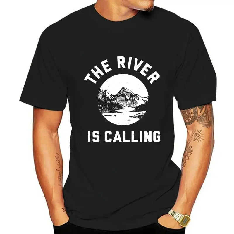 

Men Cotton brand Tshirt Mens The River Is Calling T-shirt Cool Outdoor Summer Vacation Tee For Guys brand teenager tshirts