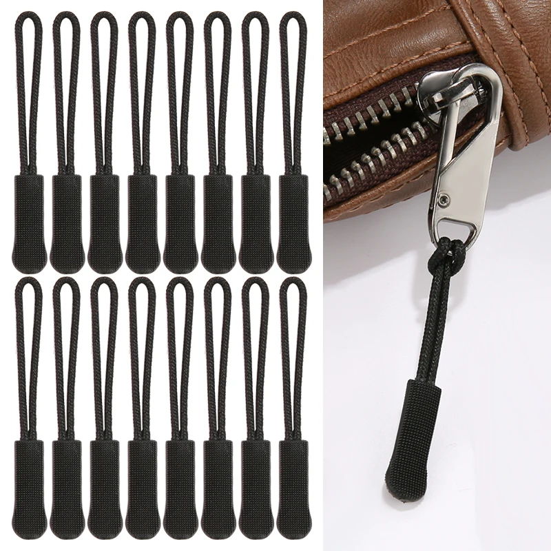 5/10/20PCS Zipper Head Extension Cord Tags Pulls Slider Cord Rope Puller Ends Lock Zip Clip Buckle for Bag Outdoor