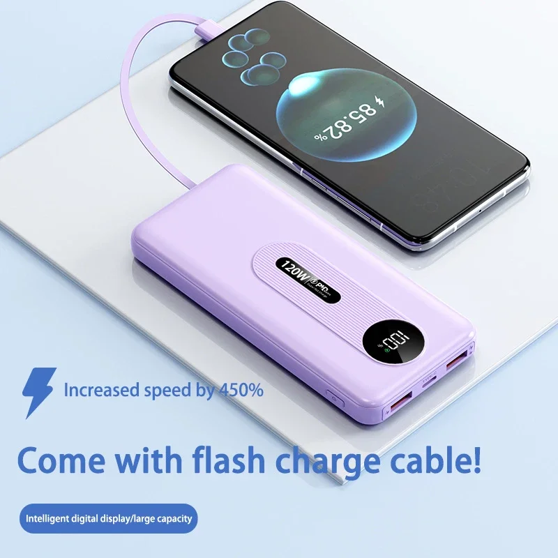 120W mobiele powerbank Ultrasnel opladen Digitaal display Batterij Grote capaciteit Geschikt voor iPhone Samsung Huawei Xiaomi