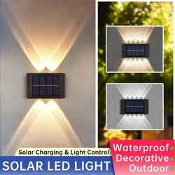 Lâmpada de parede solar impermeável ao ar livre LED, Up and Down Lights, Iluminação luminosa para jardim, Varanda, quintal, rua, Wall Decor Lamps