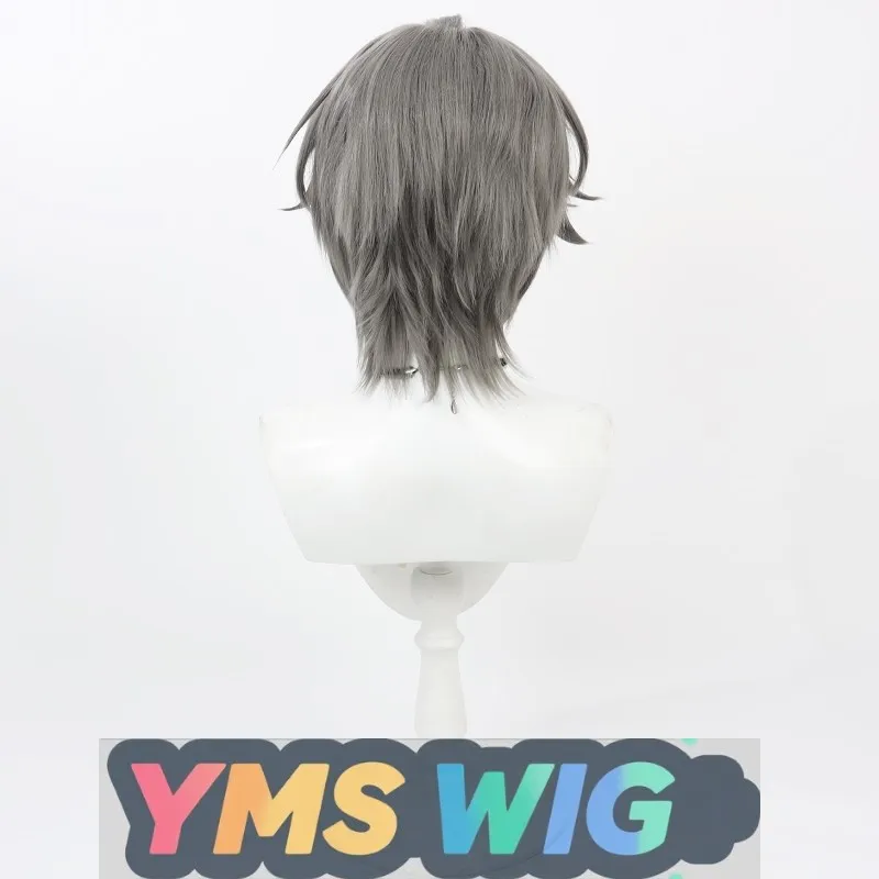 【Hombre libre】Zenless Zone Zero Male Wise Cosplay peluca pelo gris oscuro superior en capas rizo inverso