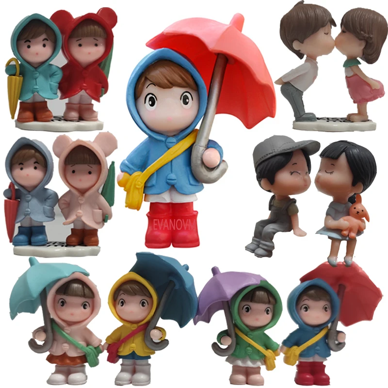 

Cute Umbrella Couple Car Interior Decoration Action Figures Auto Rearview Mirror Dashboard Ornaments Gift Mini Accessories