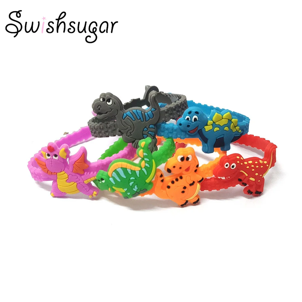 Dinosaur Rubber Bangle Cute Animal Bracelet Birthday Easter Holiday Party Kids Children Girl Boys Wristband Gift Favor