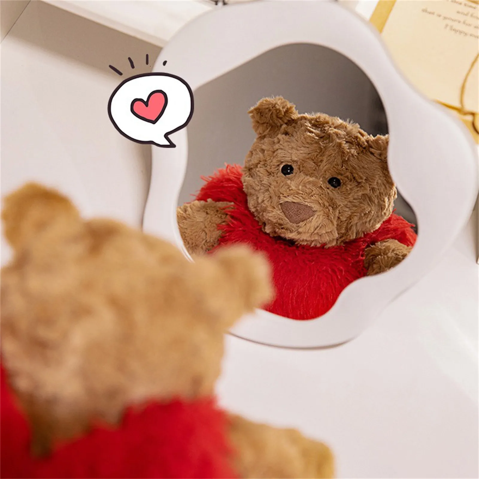 الإبداعية الدب البني يرتدي القلب الأحمر محشوة جميل الدب الطفل دمية أريكة وسادة عطلة الاحتفال لطيف هدية عيد الحب #4