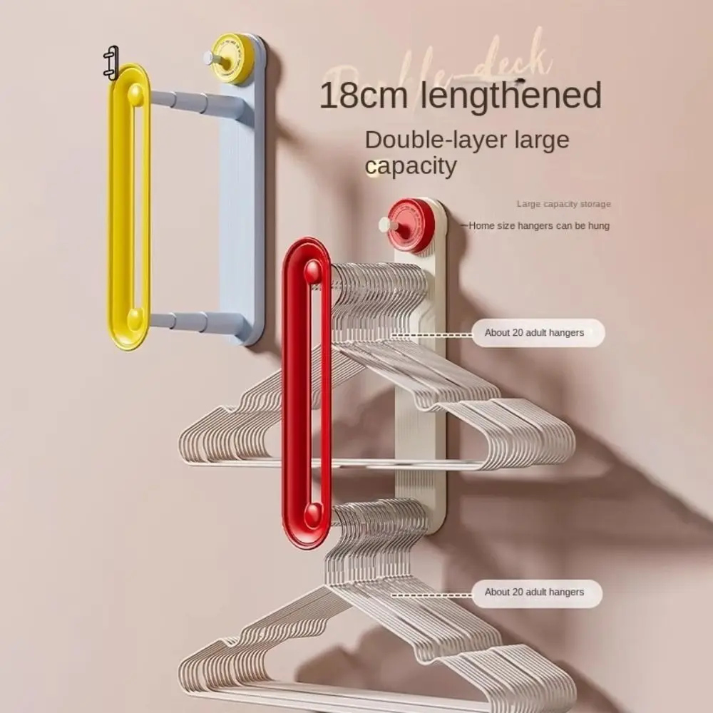 

Suction Cup Clothes Hanger Rack Plastic Punch-free Clothes Drying Rack Telescopic Space Saving Extendable Hanger Stacker