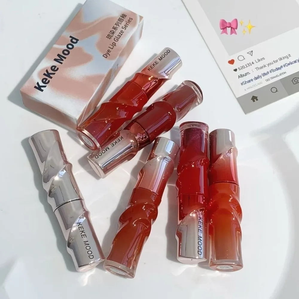 Korean Style Crystal Nude Lip Stain Sheer Nude Glitter Lip Glaze Mirror Finish Gray Glossy Lip Tint