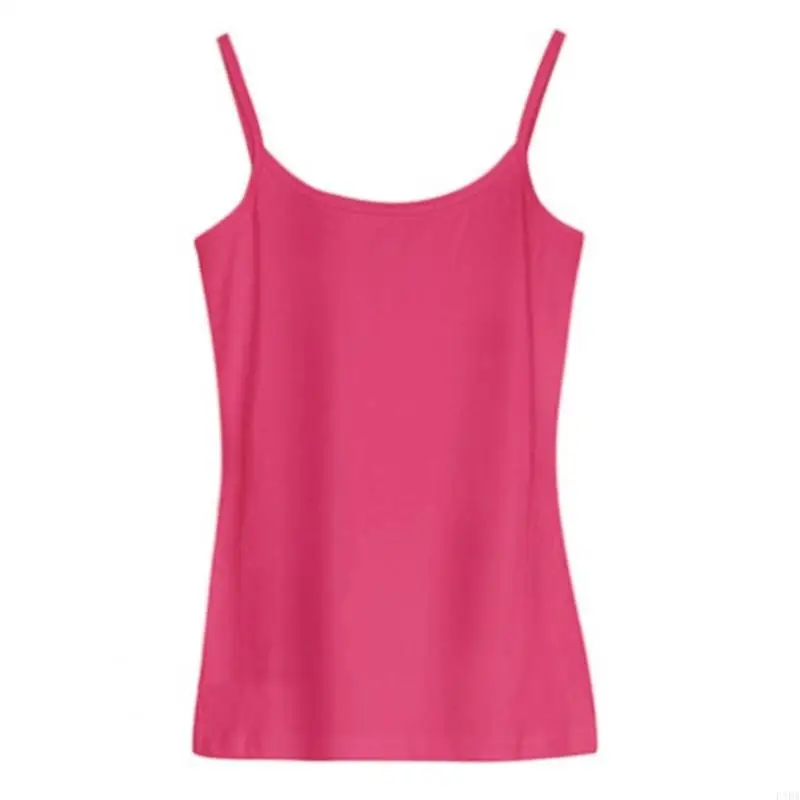 P8DB Women Basic Solid Color Sleeveless Camisole Neck for Tank Top Bottoming Sling Vest Undershirt