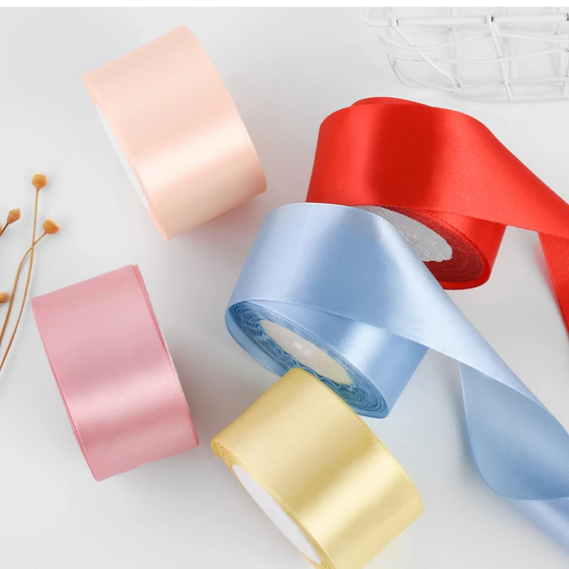 25yards/Roll High quality Satin Ribbons For Crafts Bow Handmade Gift Wrapping Christmas Wedding Decorative Ribbon wide 50mm