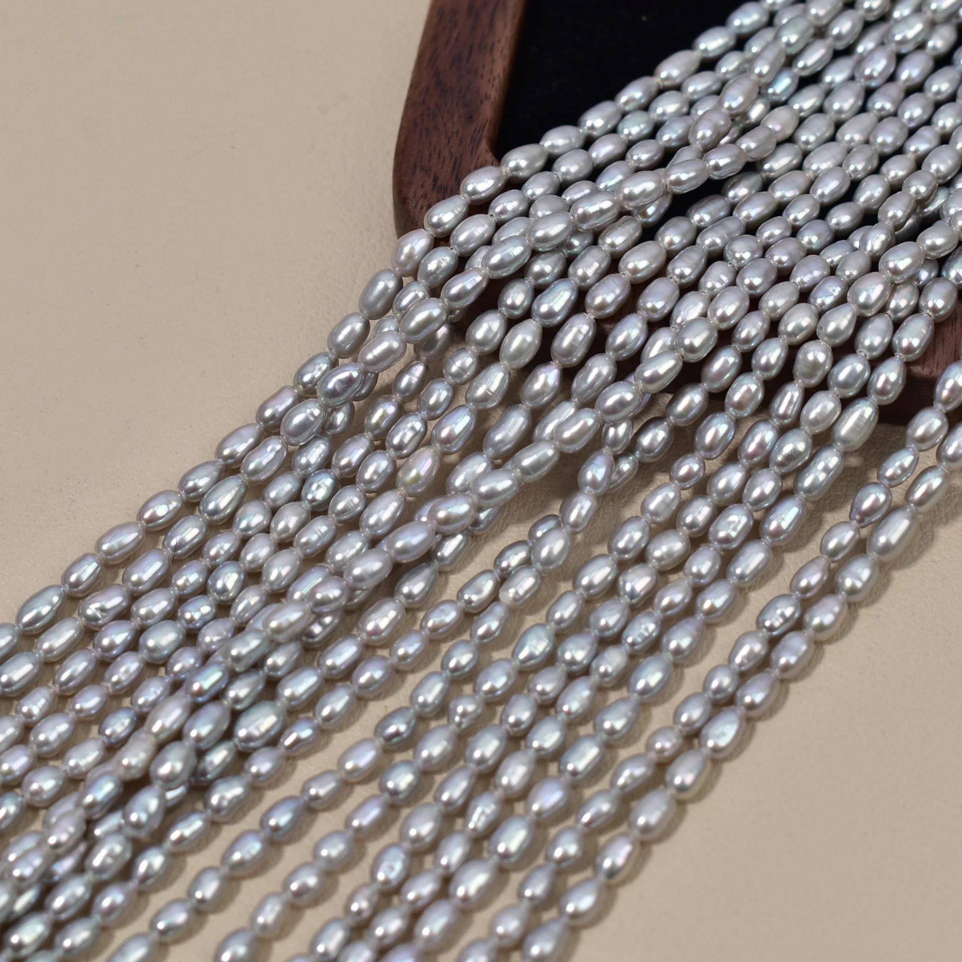 

3mm Gray Rice Beads AAA High Quality Natural Freshwater Pearls Loose Beads for Jewelry Making DIY Necklace Accessories