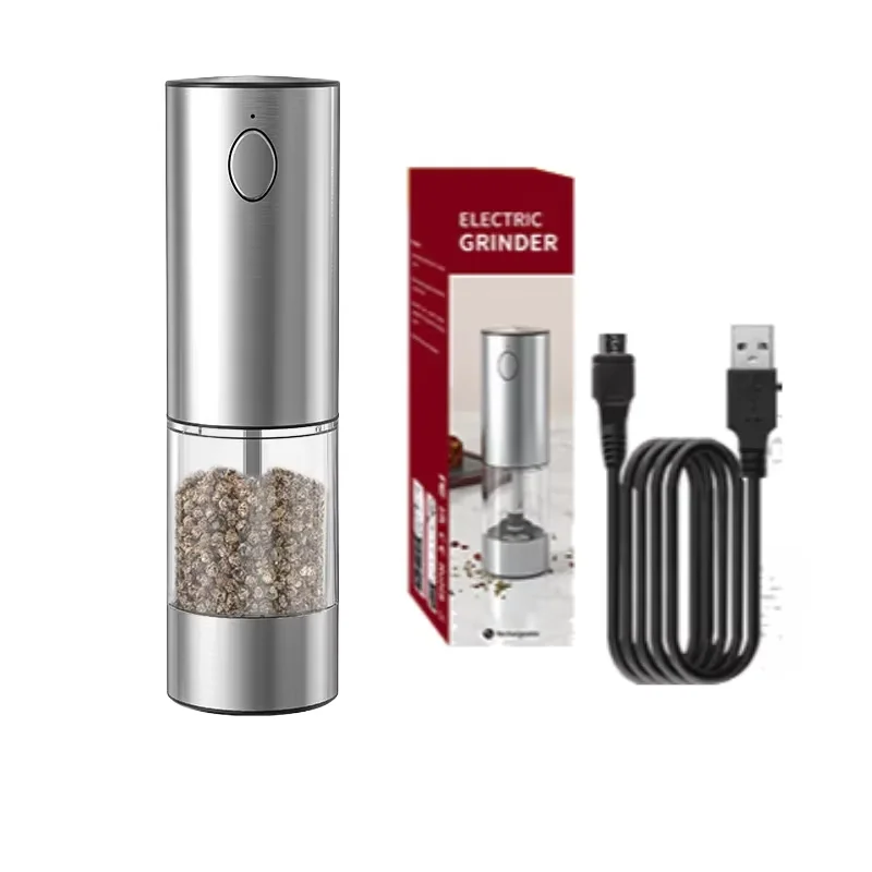 USB Charging Electric Pepper Grinder Automatic Salt Pepper Grinder Spice Shakers Spice Mill With LED Light Pepper Powder Grinder