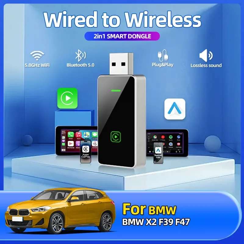 

Carplay Wireless Adapter Android Auto 2in 1 Smart Dongle 2025 5G WIFI For iphone Android Phone For BMW X2 F39 F47