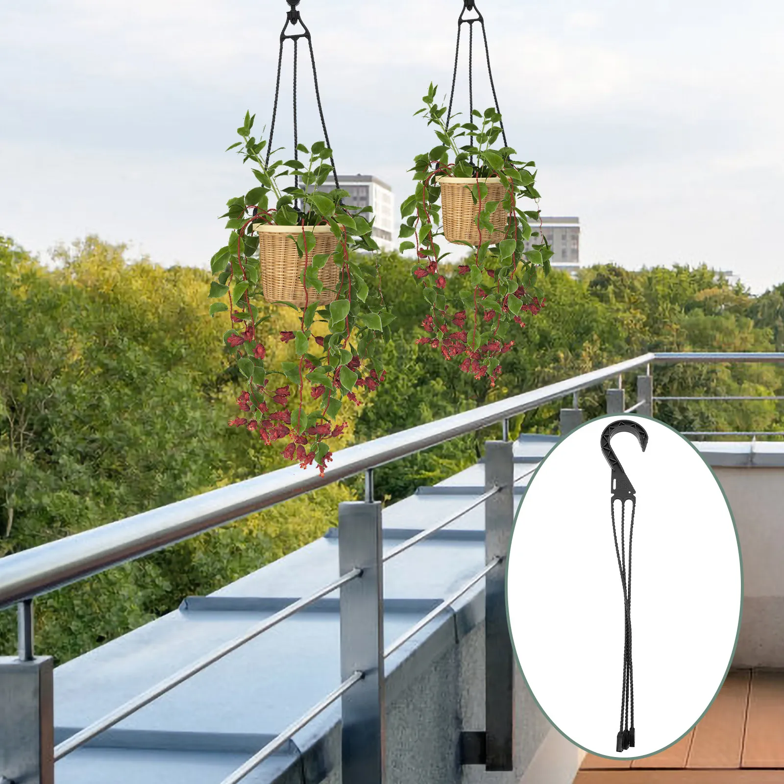 5Pcs Flowerpot Hanging Hooks Plastic Planter Hangers for Balcony Garden Living Room Bedroom Terrace Sturdy Load Bearing Plant