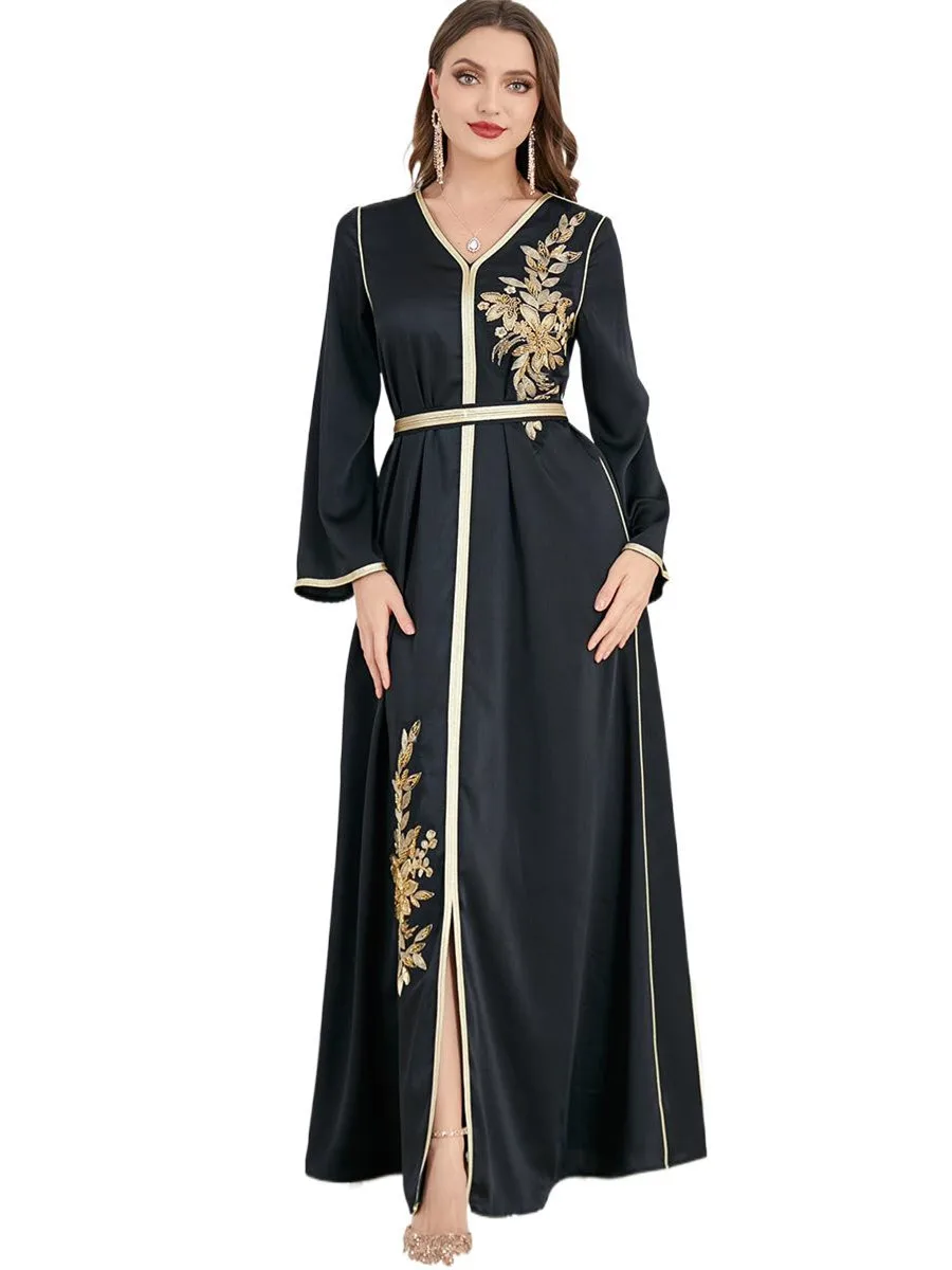 Abaya Dubai Luxury Muslim Woman Dress Belted Embroidery 2023 Morocco Party Long Dresses Islamic Kaftan Turkey Arab Robe Vestidos