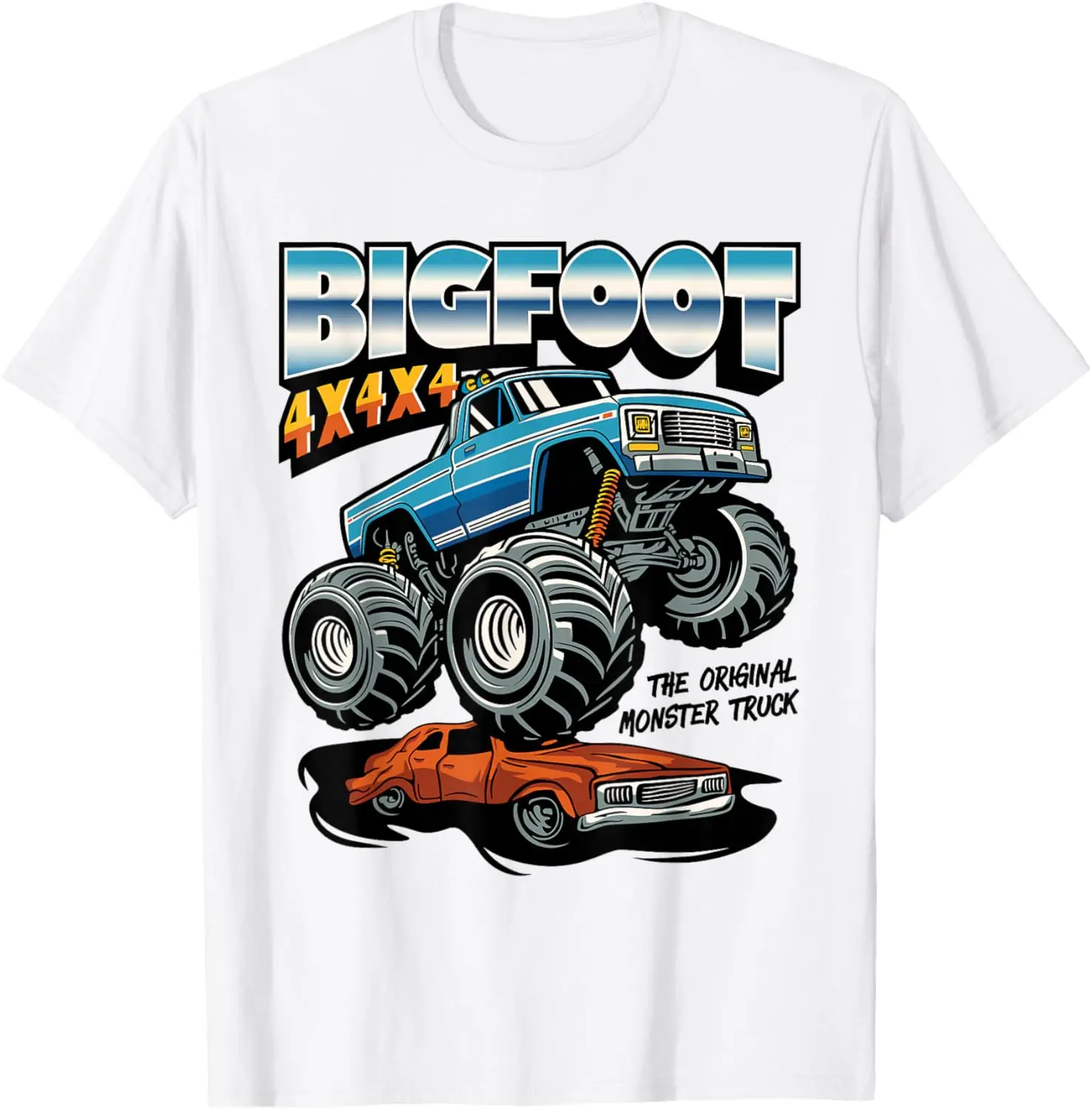 Bigfoot Monster Truck Funny Men Boys Retro Vintage Racing T-Shirt 100% Cotton Trendy Y2K Short-Sleeve Tee-Soft, Quick-Drying,